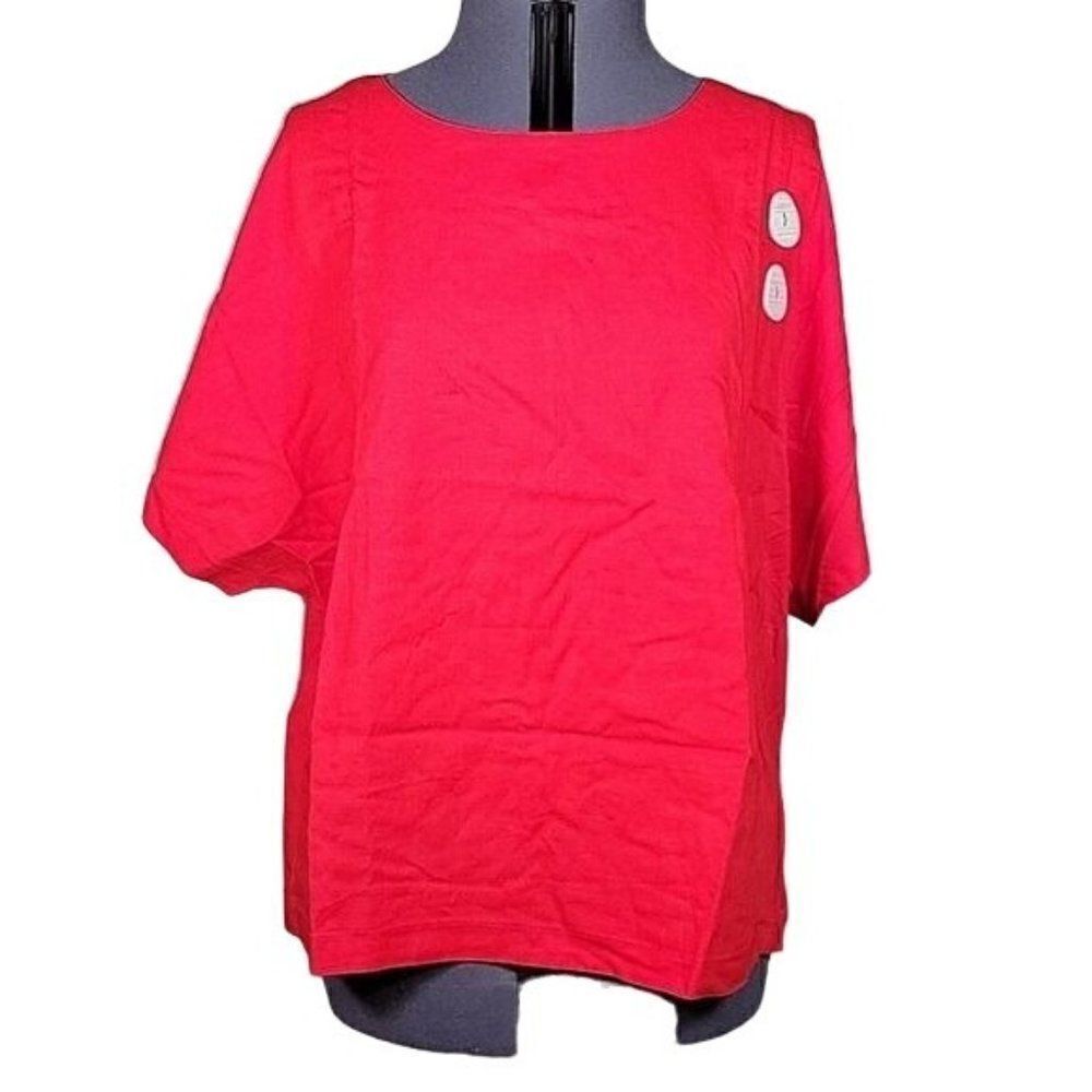 NWOT Truth + Style Mixed Media Top with Button Detail Sz XL